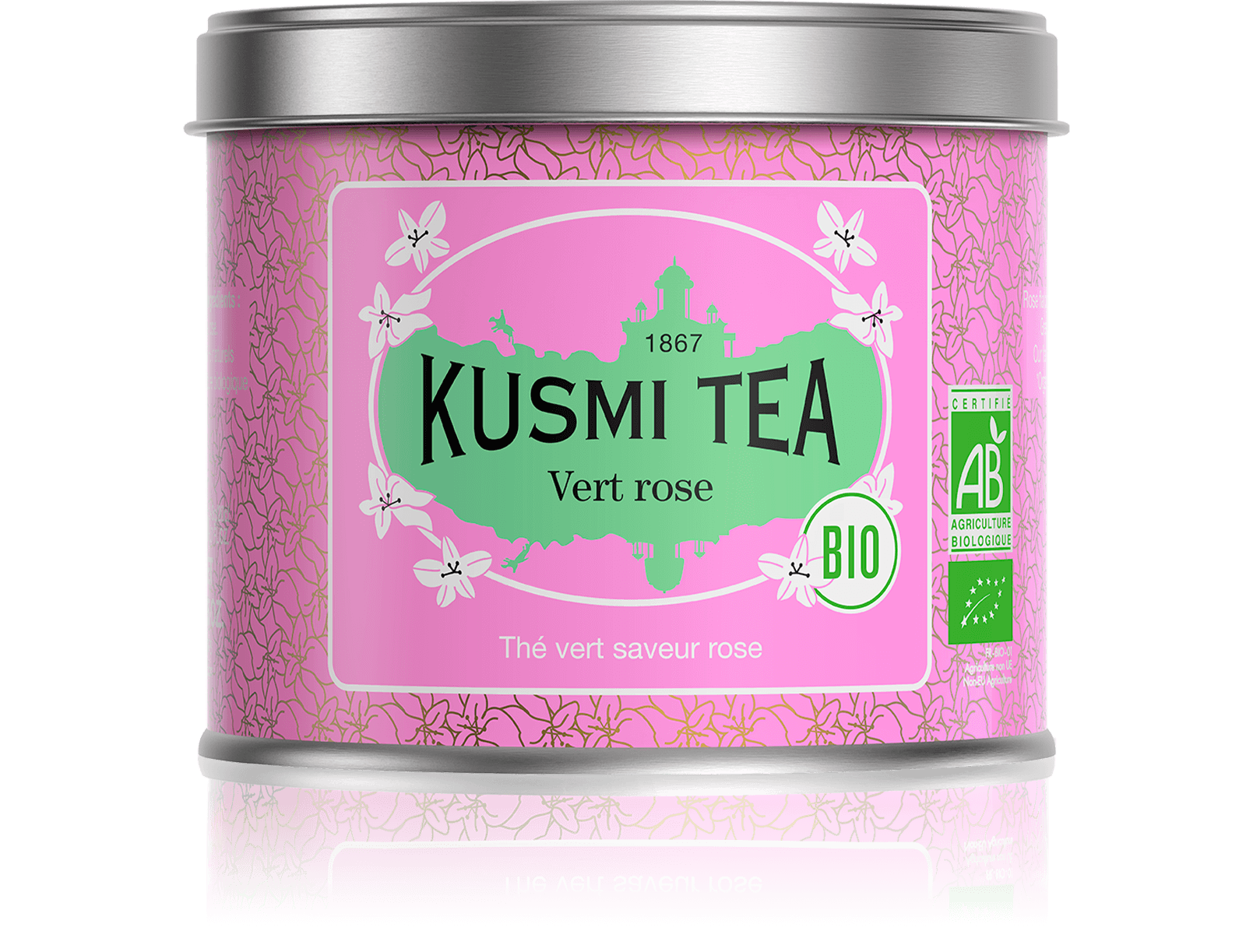 Vert rose-Thé vert bio à la rose Boîte 100 g