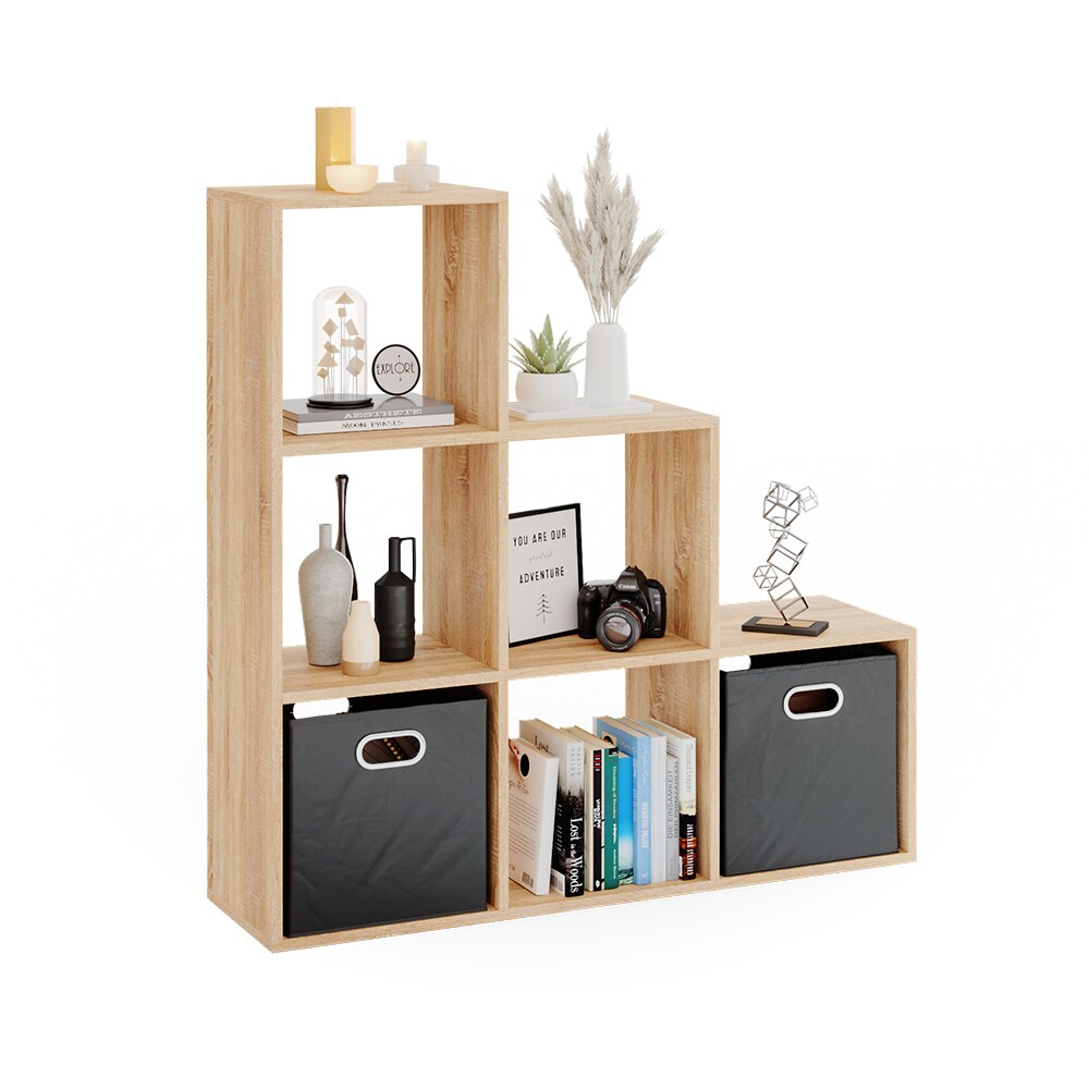 VICCO Treppenregal 6 Fächer Eiche Sonoma - Raumteiler Raumtrenner Bücherregal