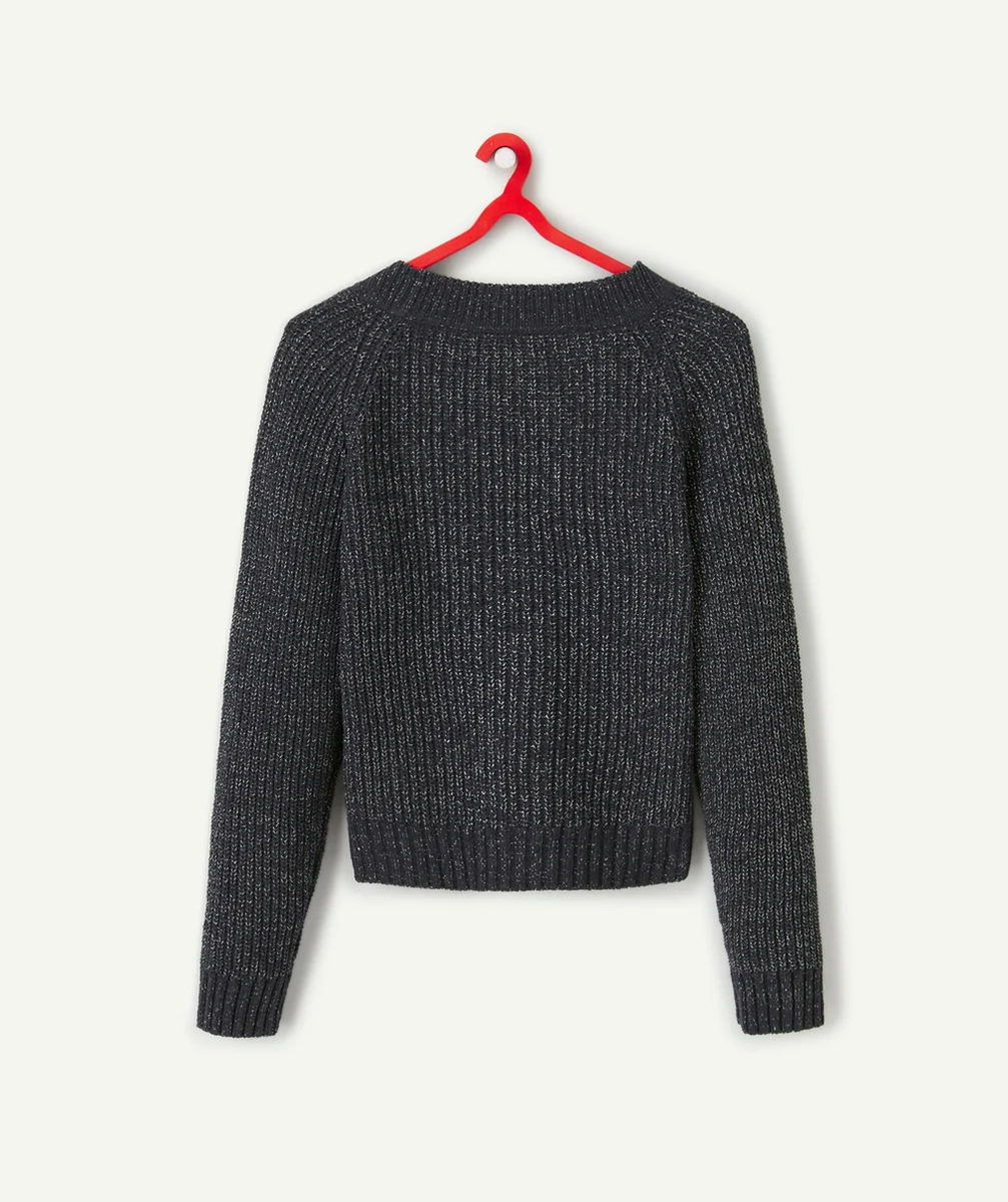 CARDIGAN EN TRICOT FILLE AVEC DÉTAILS COULEUR ARGENTÉE