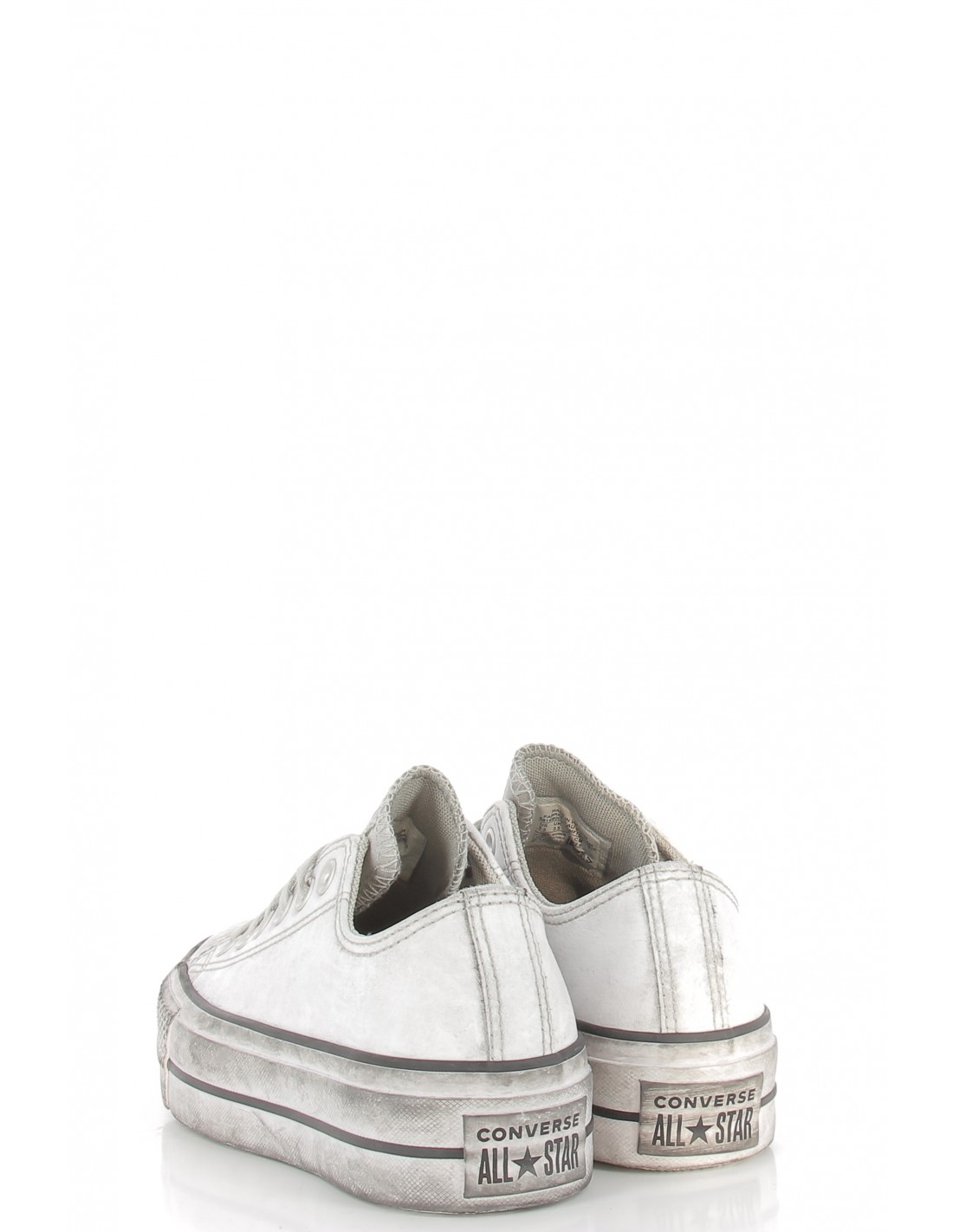 converse sneakers compensées basses femme ctas lift leather ox cuir blanc effet vieilli
