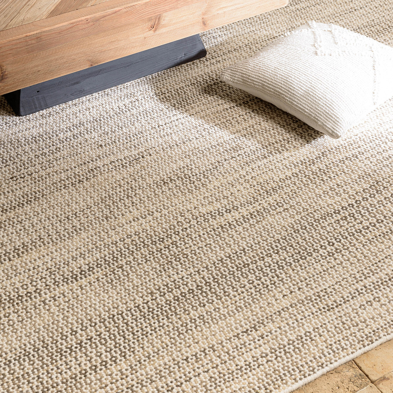 Macabane Tapis en Laine tissée Quentin blanc/kaki - 230x160 cm