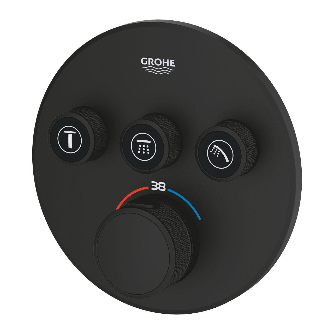 Grohe Grohtherm SmartControl thermostaat met 3-weg omstelling rond phantom black - zwart mat