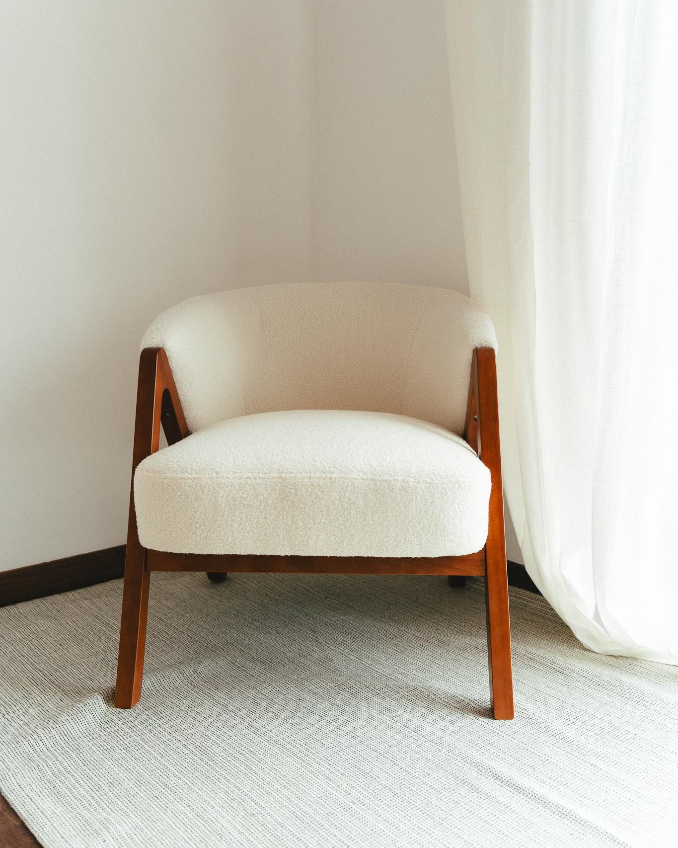 Fauteuil SKEI Bouclé Wit