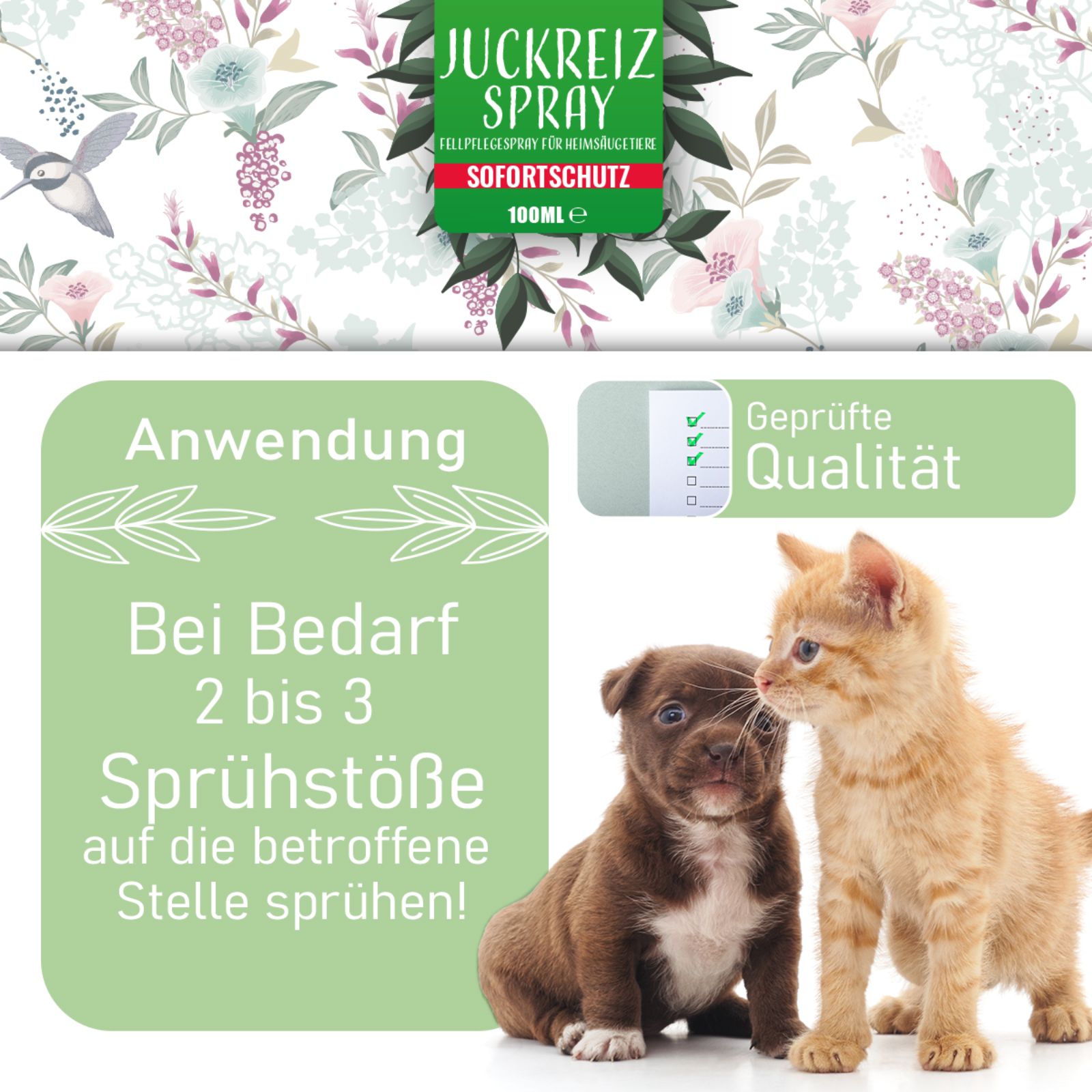 Nature Animal® | Anti Juckreiz Spray | für Hunde & Katzen