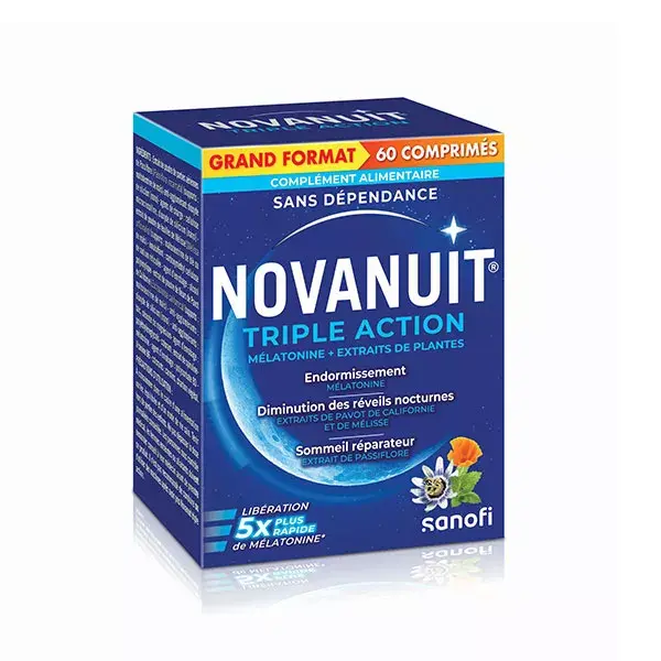 Novanuit Tripla Ação Melatonina para Dormir – Despertares Noturnos - 60 Comprimidos