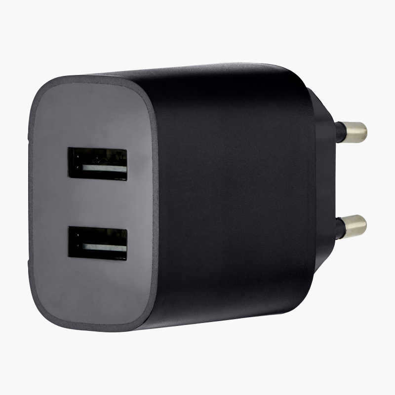 USB-lader med to utganger, type A, 2,4 A