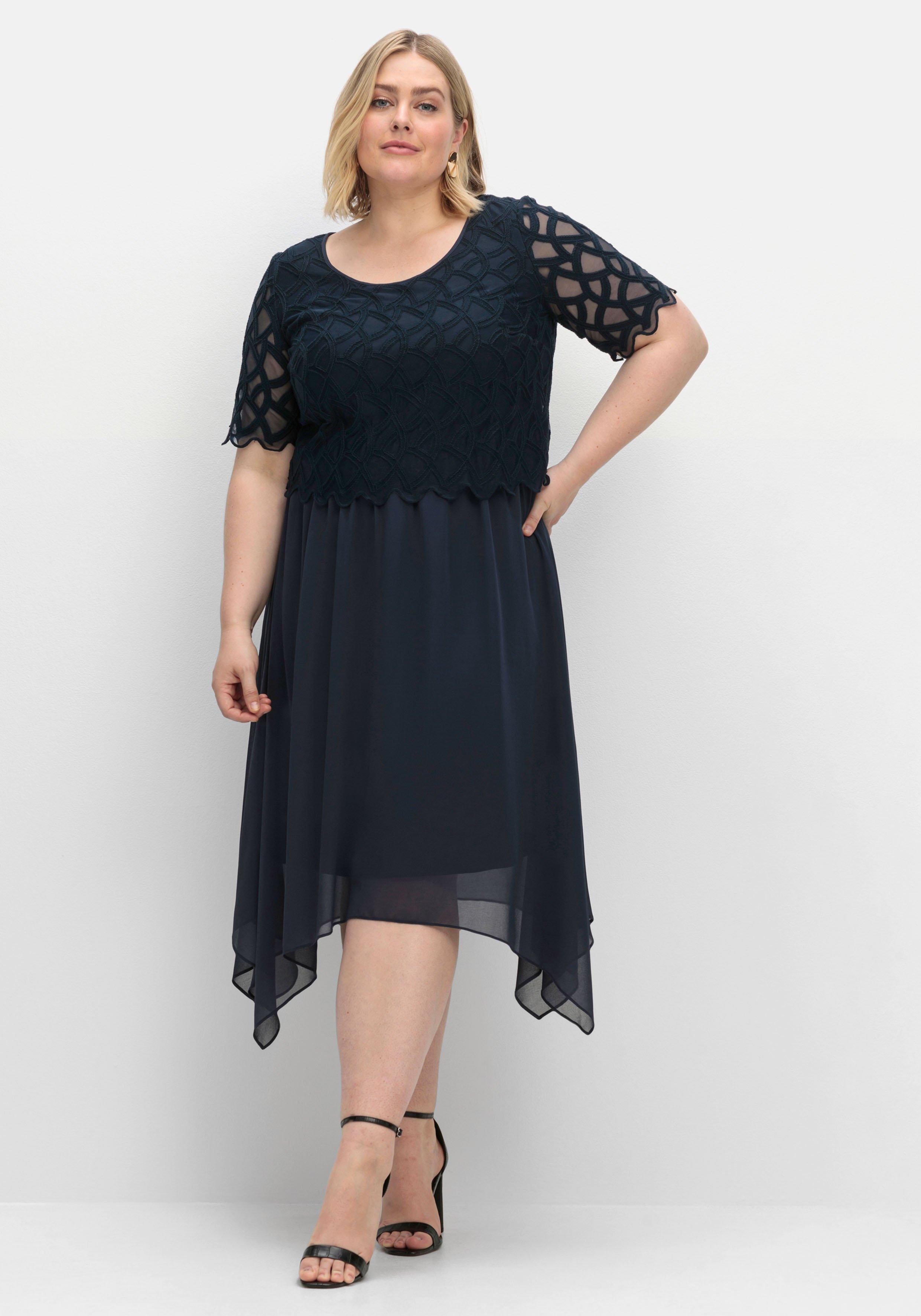 Cocktailkleid aus Chiffon, mit Zierbortenstickerei