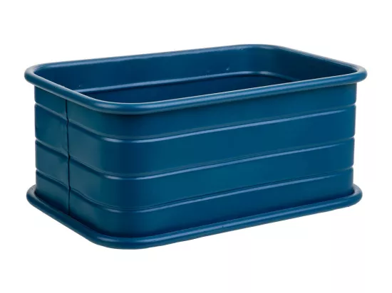 Corbeille rectangulaire en métal imprimé bleu 32x21x14