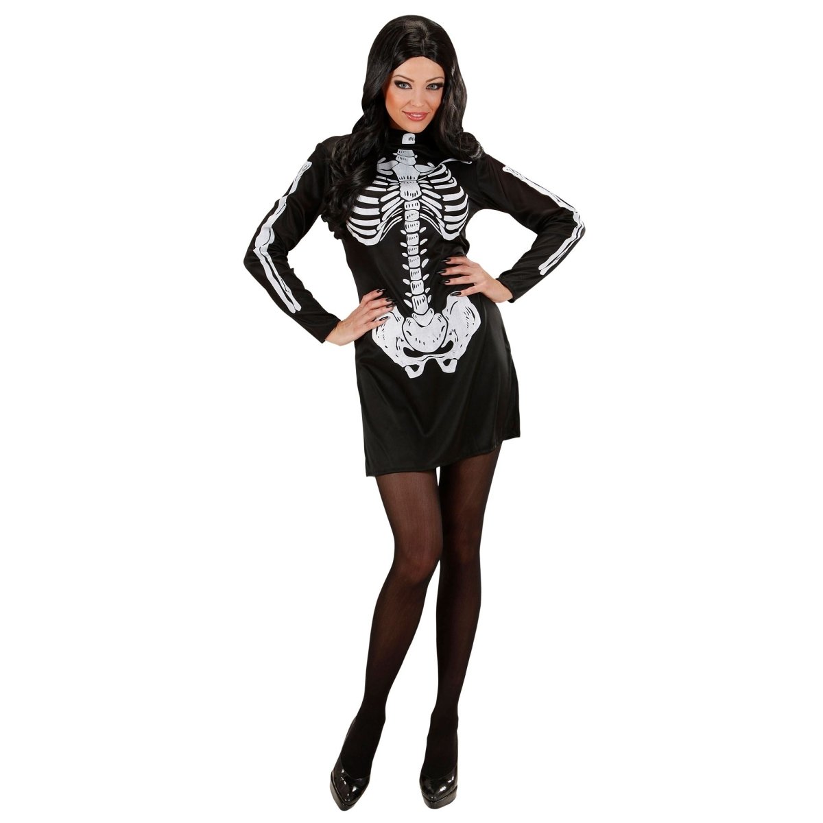 Halloween Jurk Zwart Wit Dames Skelet