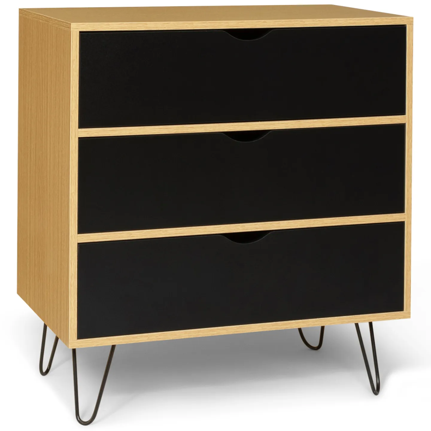 Commode 3 tiroirs vintage NOEMI 70 cm bois pied épingle