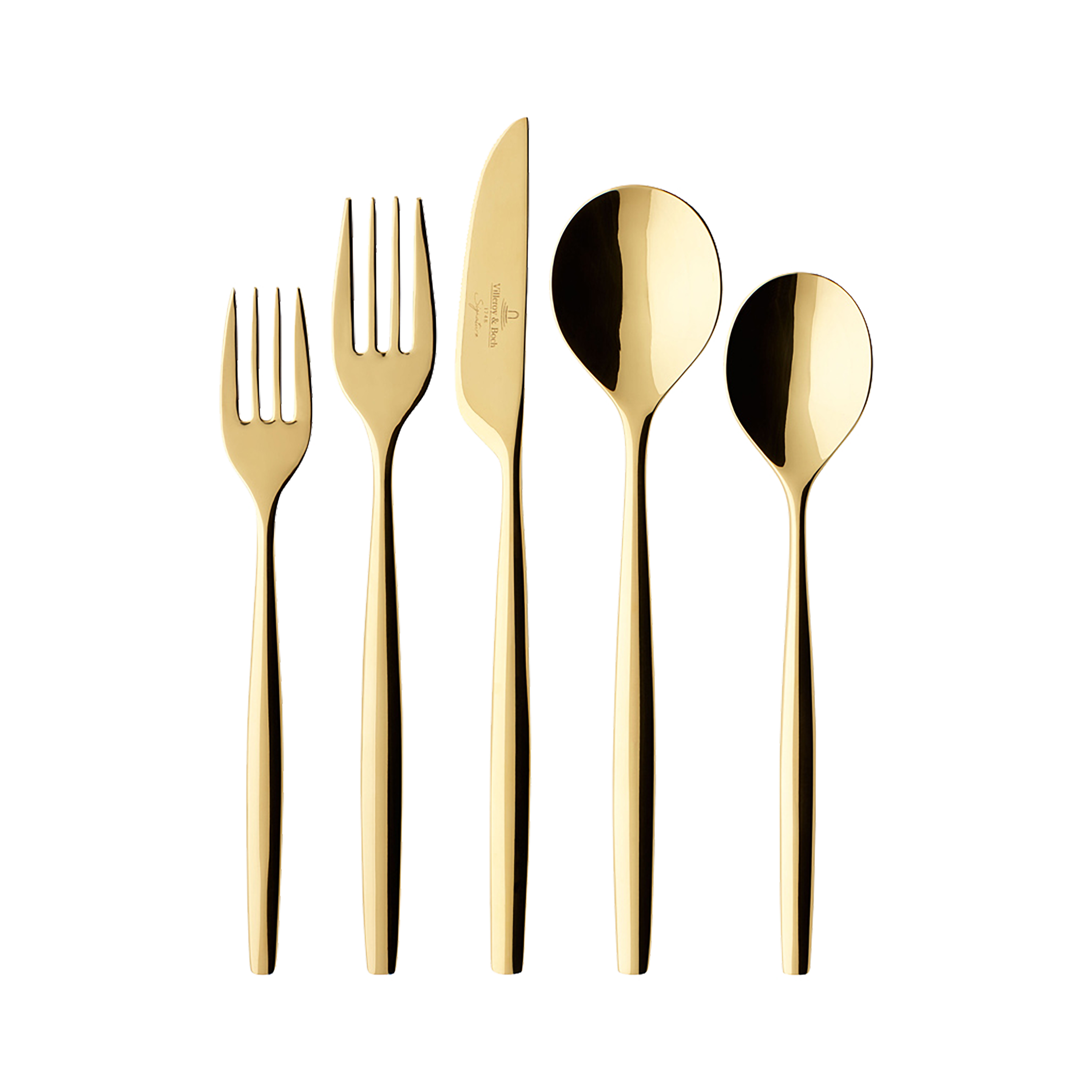 MetroChic 5-piece flatware set Gold, stainless steel gold-plated