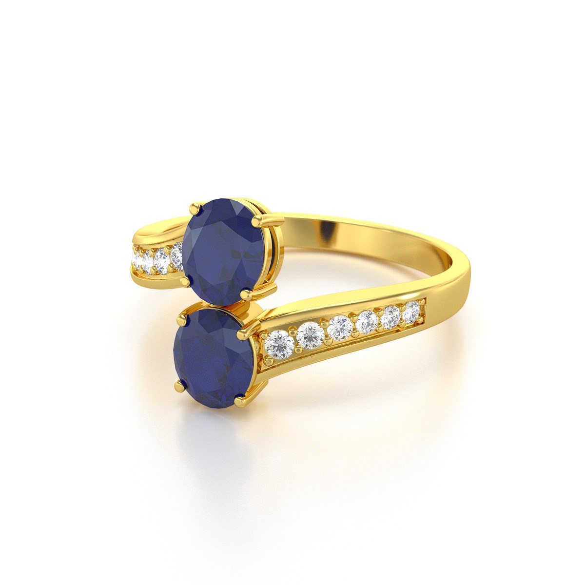 Bague ADEN Or 585 jaune Saphir et diamants 2.546grs