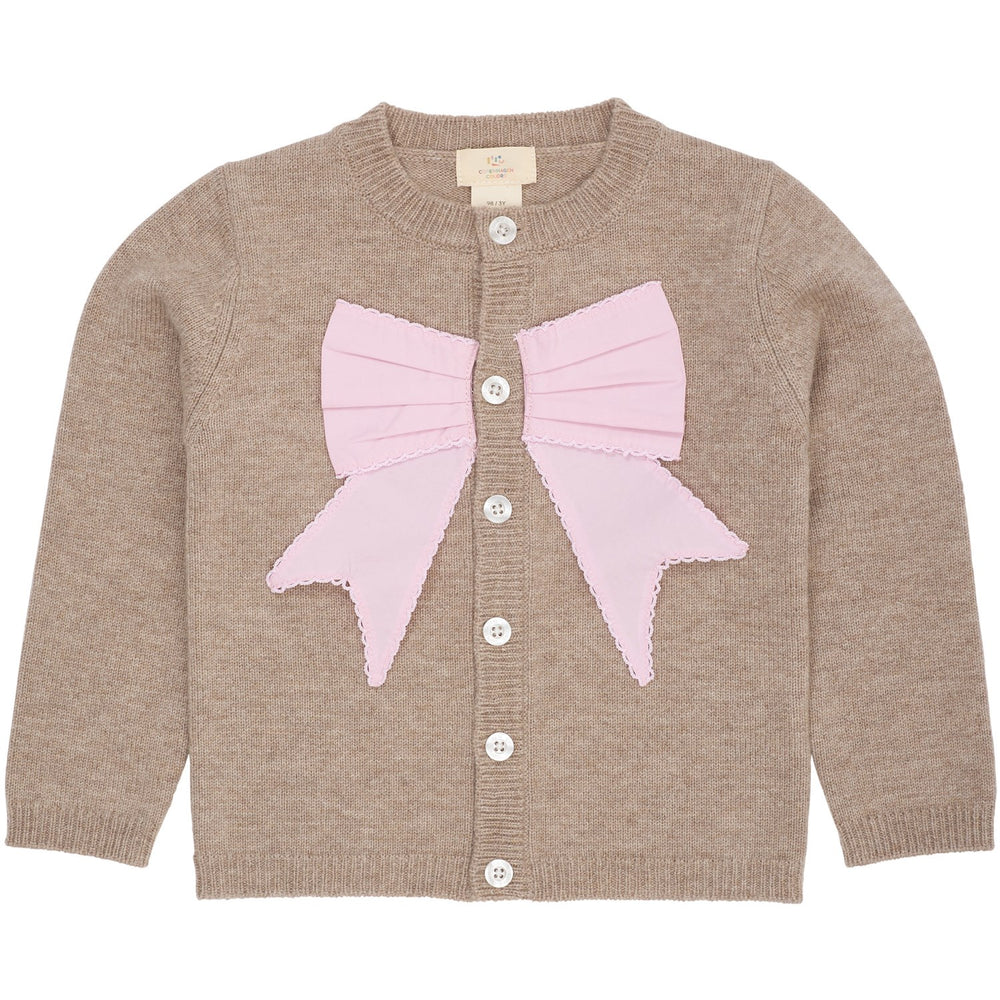 Køb COPENHAGEN COLORS Sand/Lavender Comb. Cashmere Cardigan W. Poplin Sløjfe