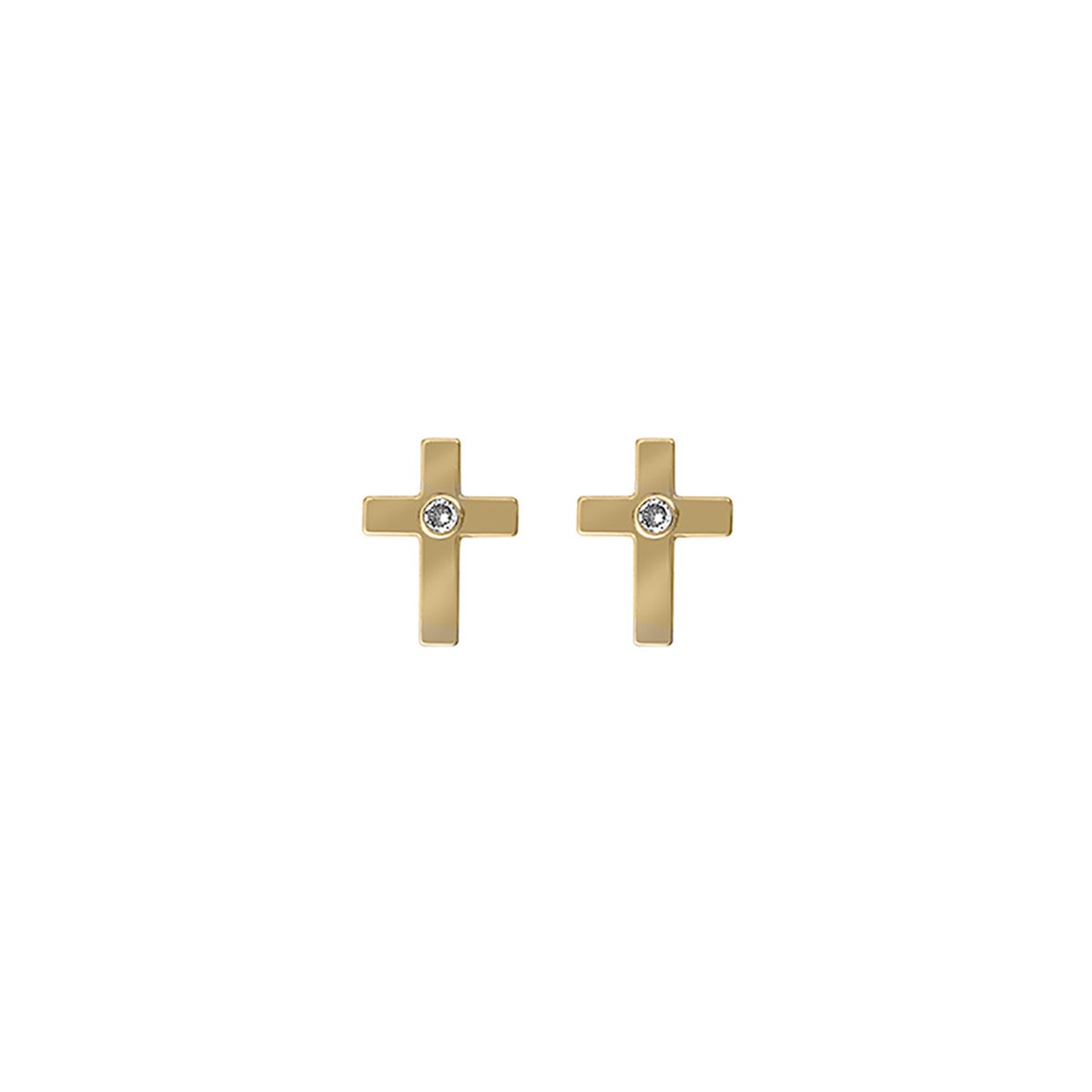 Boucles d'oreilles Brillaxis croix or jaune diamants