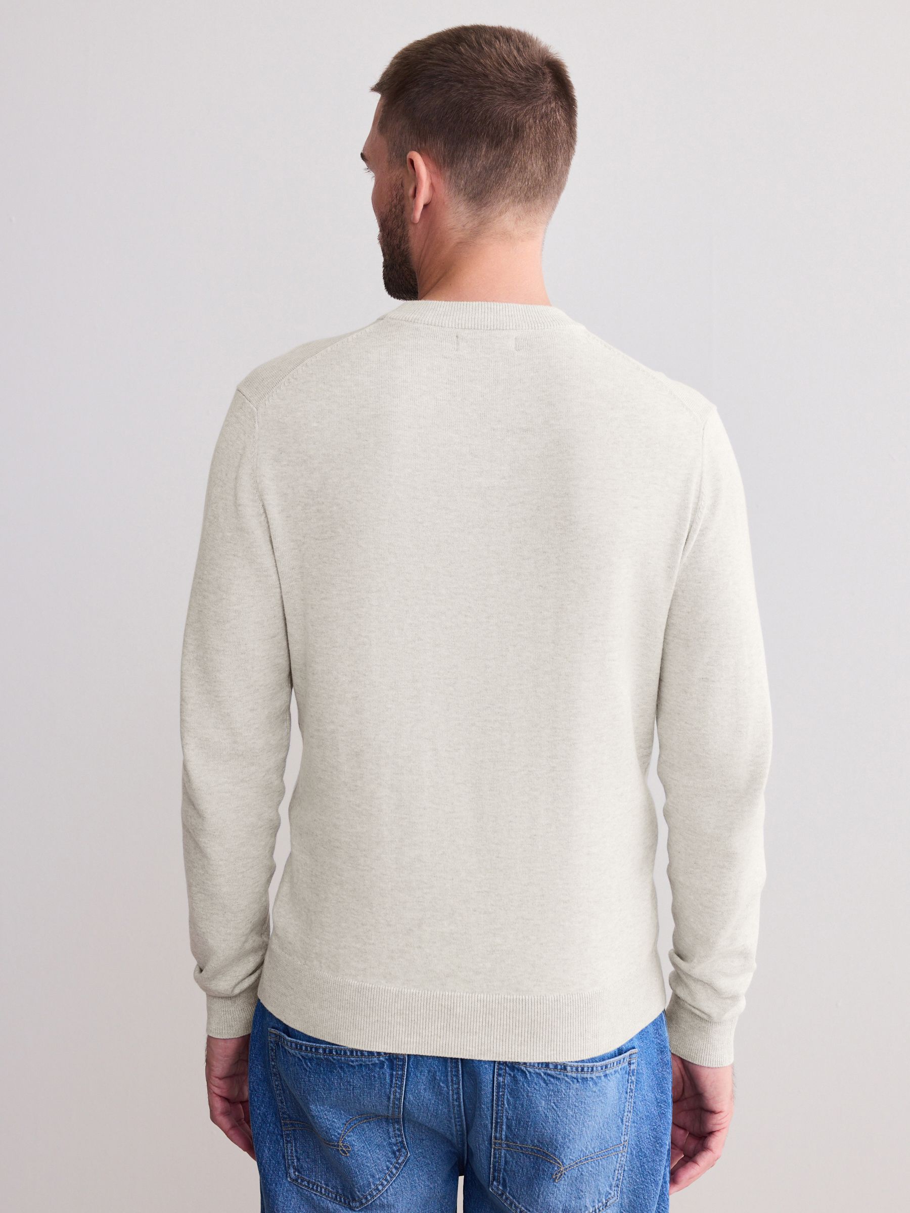 Moutkleurig - Regular Fit Signature Merino Wool Blend Lightweight Crew Jumper