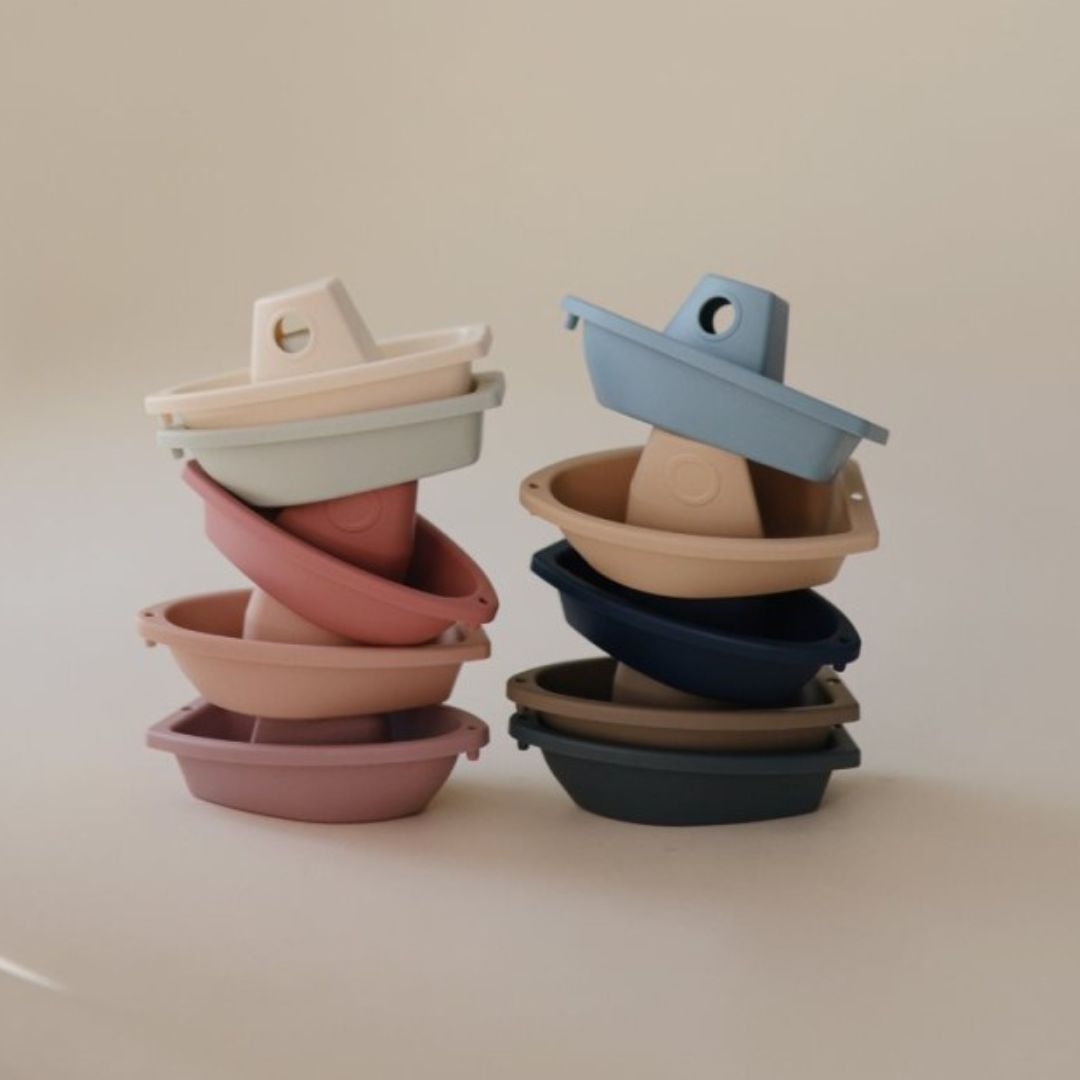 Mushie stapelbare badbootjes ocean - 5st