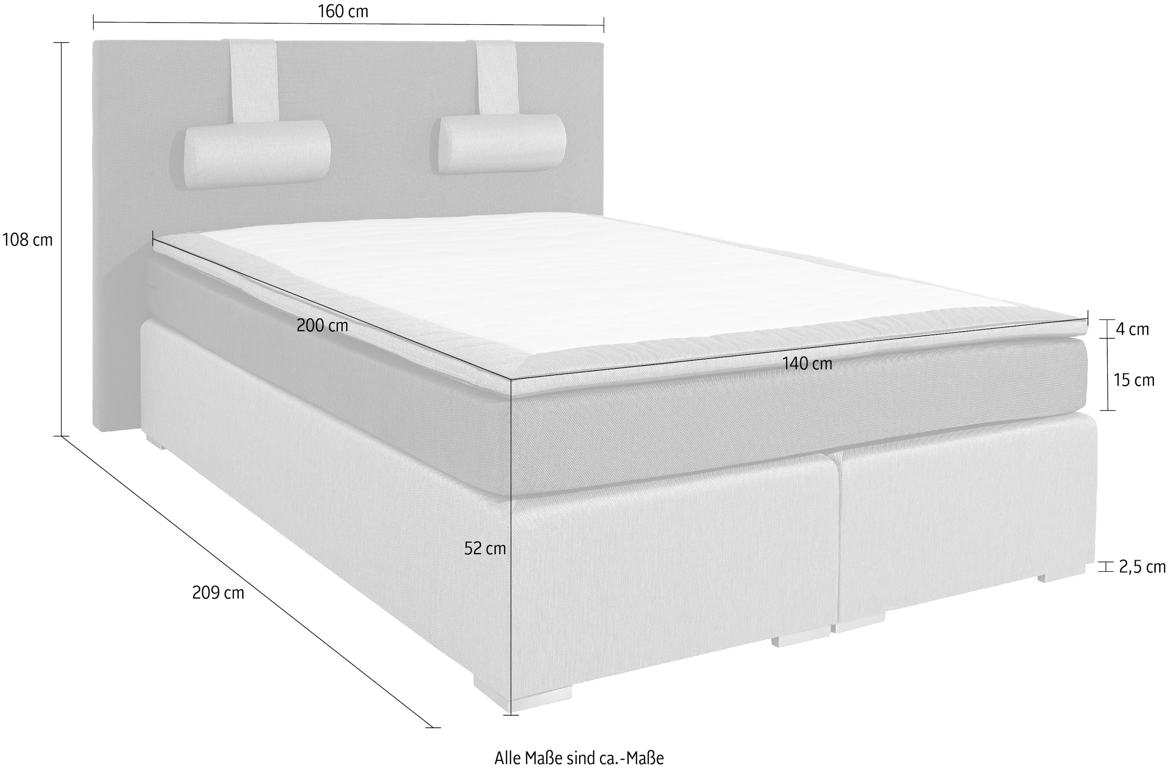 ATLANTIC home collection Boxspringbett »Rick« mit Bonnell-Federkernmatratze, inkl. Topper