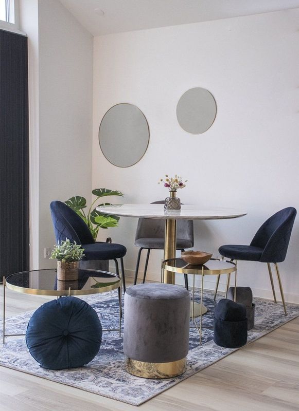 House Nordic - Bolzano - Eettafel - Goudkleurig - Marmerlook - Metaal