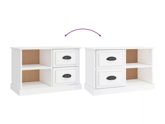 Meuble TV blanc brillant 73x35,5x47,5 cm bois d'ingénierie