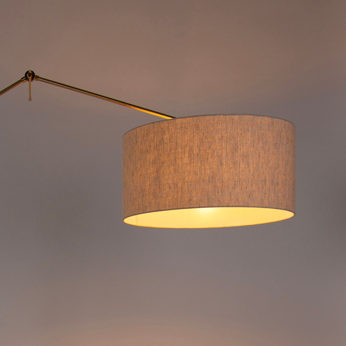 Vloerlamp goud met kap lichtgrijs 50 cm verstelbaar - Editor