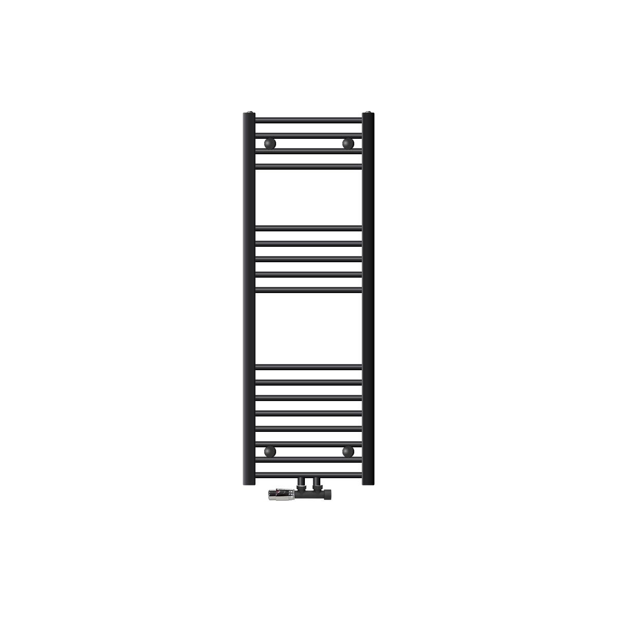 LuxeBath Sahara badkamerradiator, 400x1200 mm, antraciet, recht, met middenaansluiting, inclusief aansluitset met thermostaat, hoekmodel, wandaansluiting, radiator, handdoekwarmer, handdoekdroger, handdoekradiator