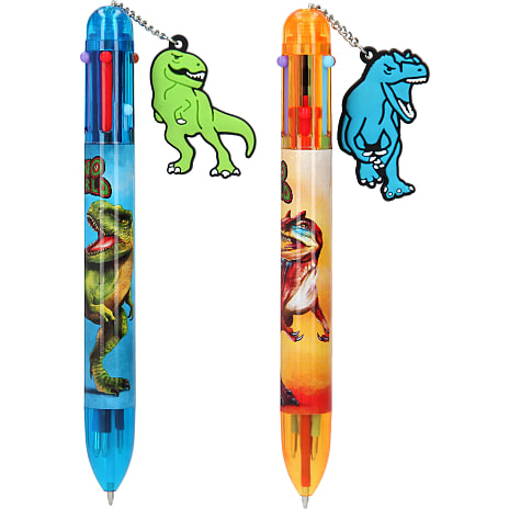 Dino world kuglepen m. 6 farver – flere varianter – assorteret