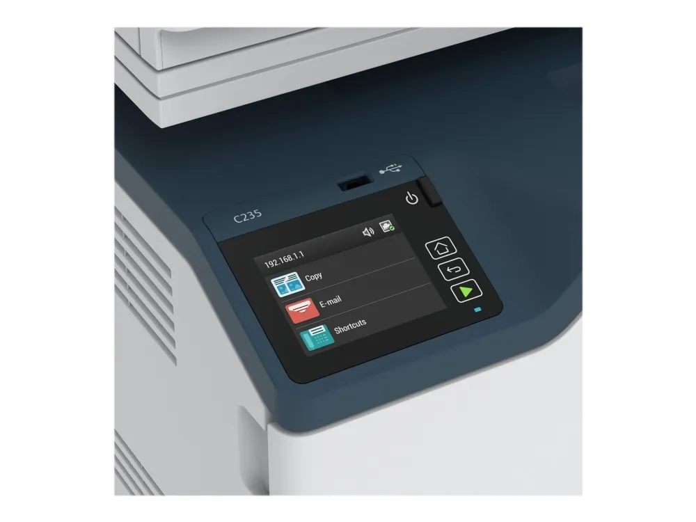 Xerox C235 - Multifunktionsprinter - farve - laser - Legal (216 x 356 mm) (original) - A4/Legal (medie) - op til 22 spm (udskriver) - 250 ark - 33.6 Kbps - USB 2.0, LAN, Wi-Fi(n), USB 2.0 vært - Green World Alliance returneringsprogram