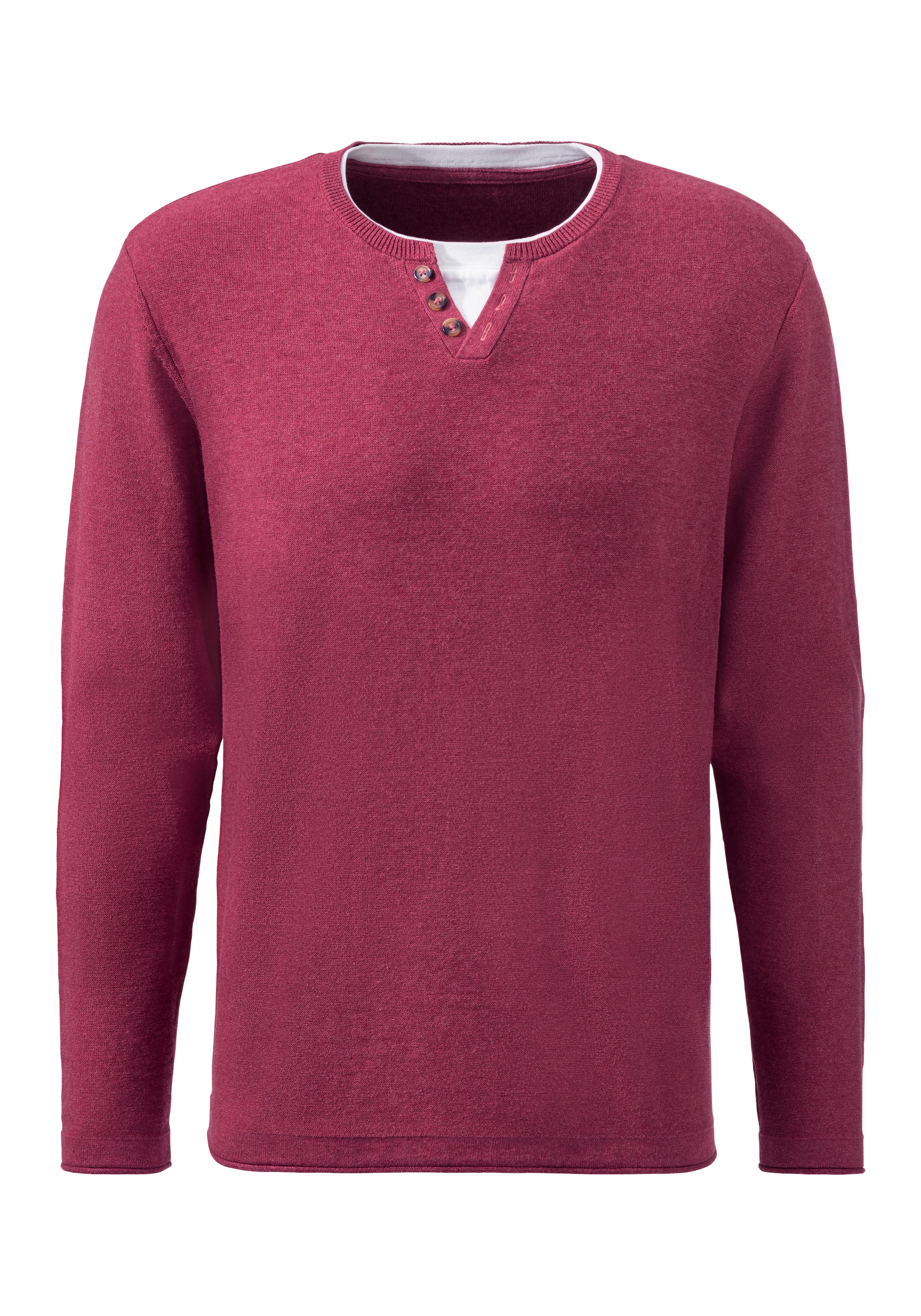 H.I.S Strickpullover , Pullover mit hochwertiger Halslochverarbeitung in double-layer Optik