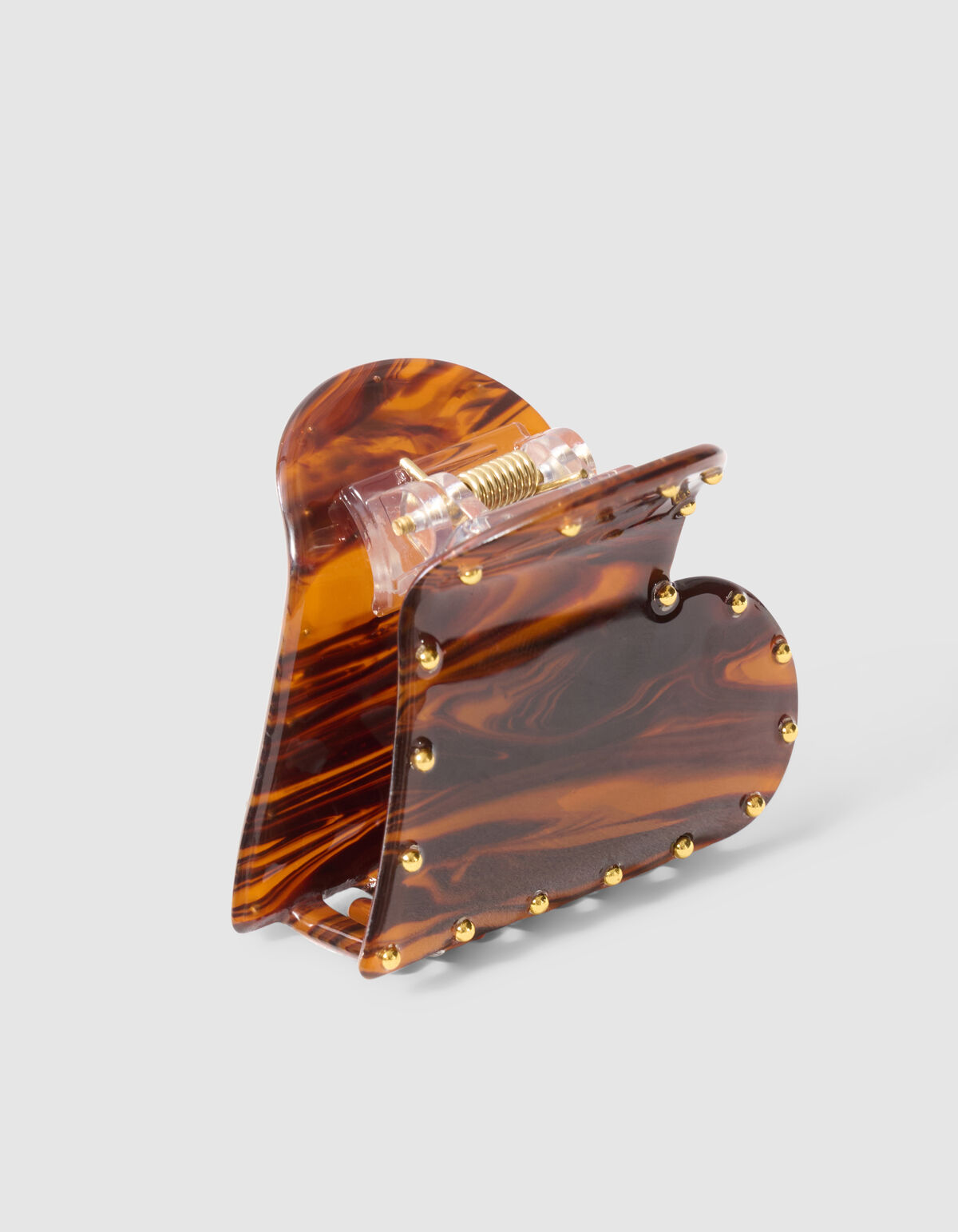 Studded Heart Haarclip Donkerbruin