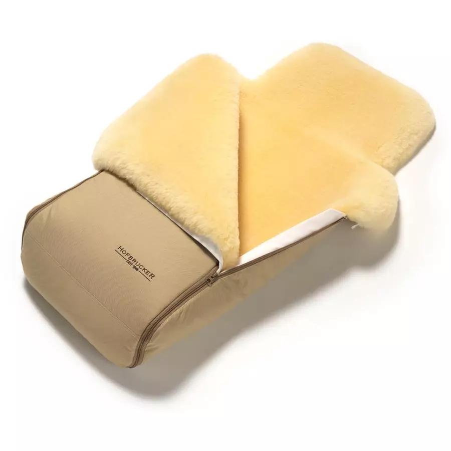Hofbrucker Kinderwagen Lammfell Fußsack Luxus Hergestellt in Deutschland Beige
