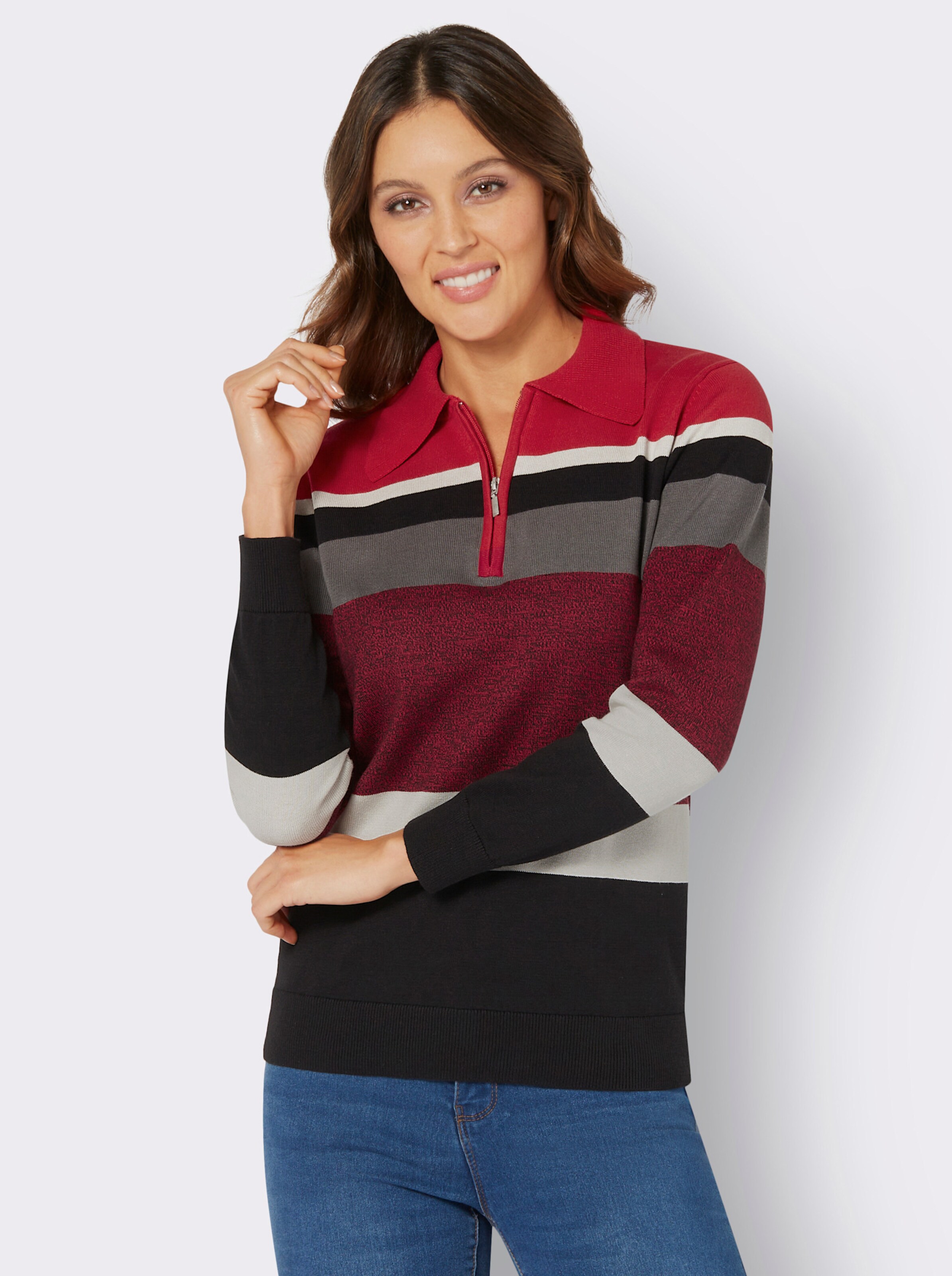 Polopullover mit Streifenmuster