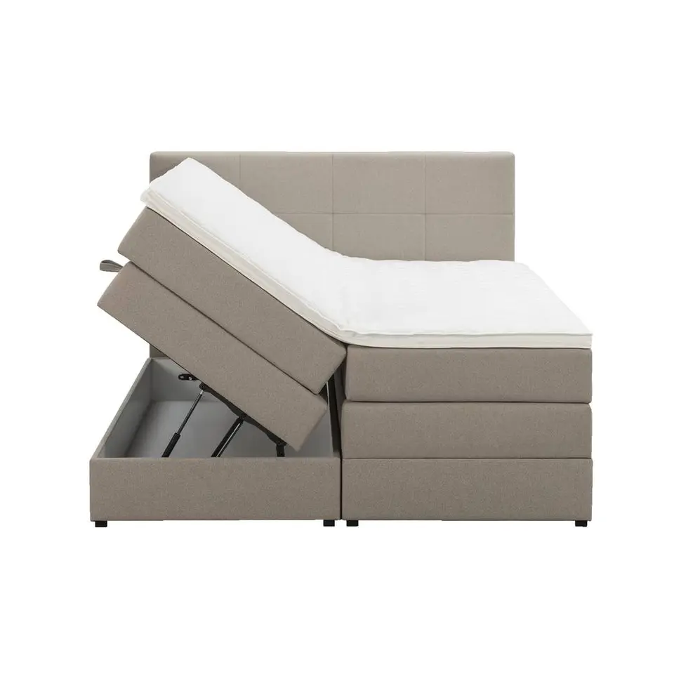 Boxspring met opbergruimte Liv geblokt - beige - 180x200 cm