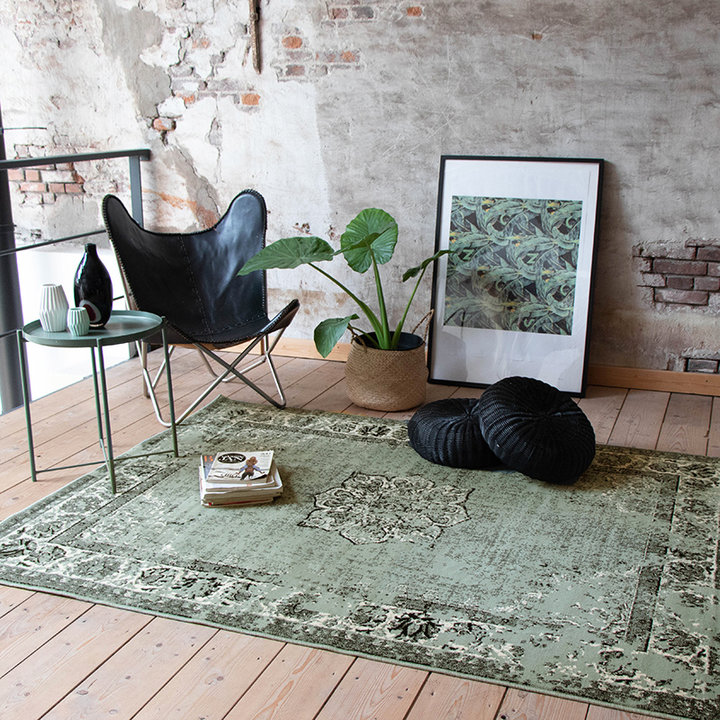 Vintage vloerkleed - Wonder Groen/Zwart | Uniek design