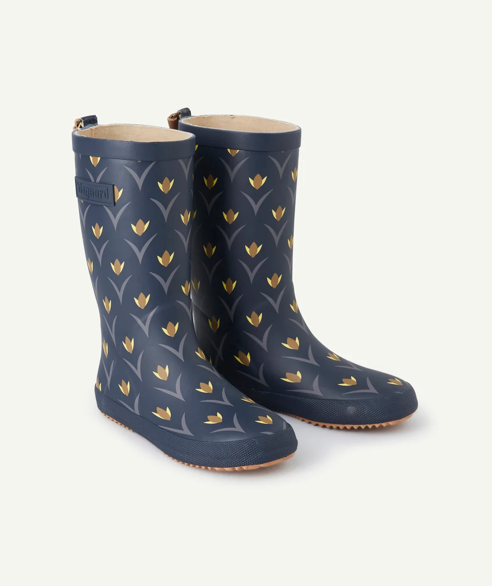BISGAARDBOTTES BLEU FONCÉ FILLE À MOTIF TULIPES