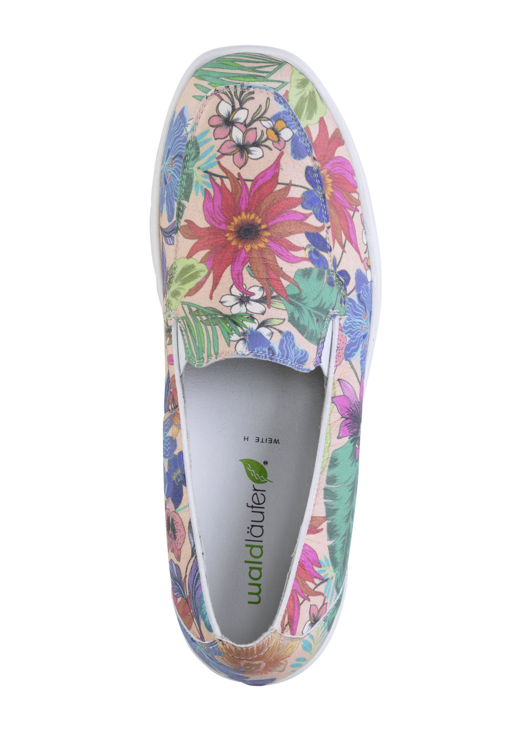 Waldläufer Slipper aus beschichtetem, floral bedrucktem Textilmaterial