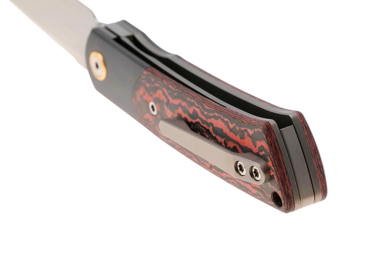 Reate Tribute Satin M390, Titanium FatCarbon Lava Flow, zakmes, Jack Chen design