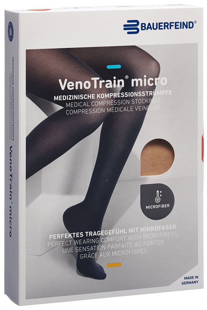 Bauerfeind VenoTrain Micro KKL2 AT M plus/long geschlossene Fussspitze creme 1 Stk