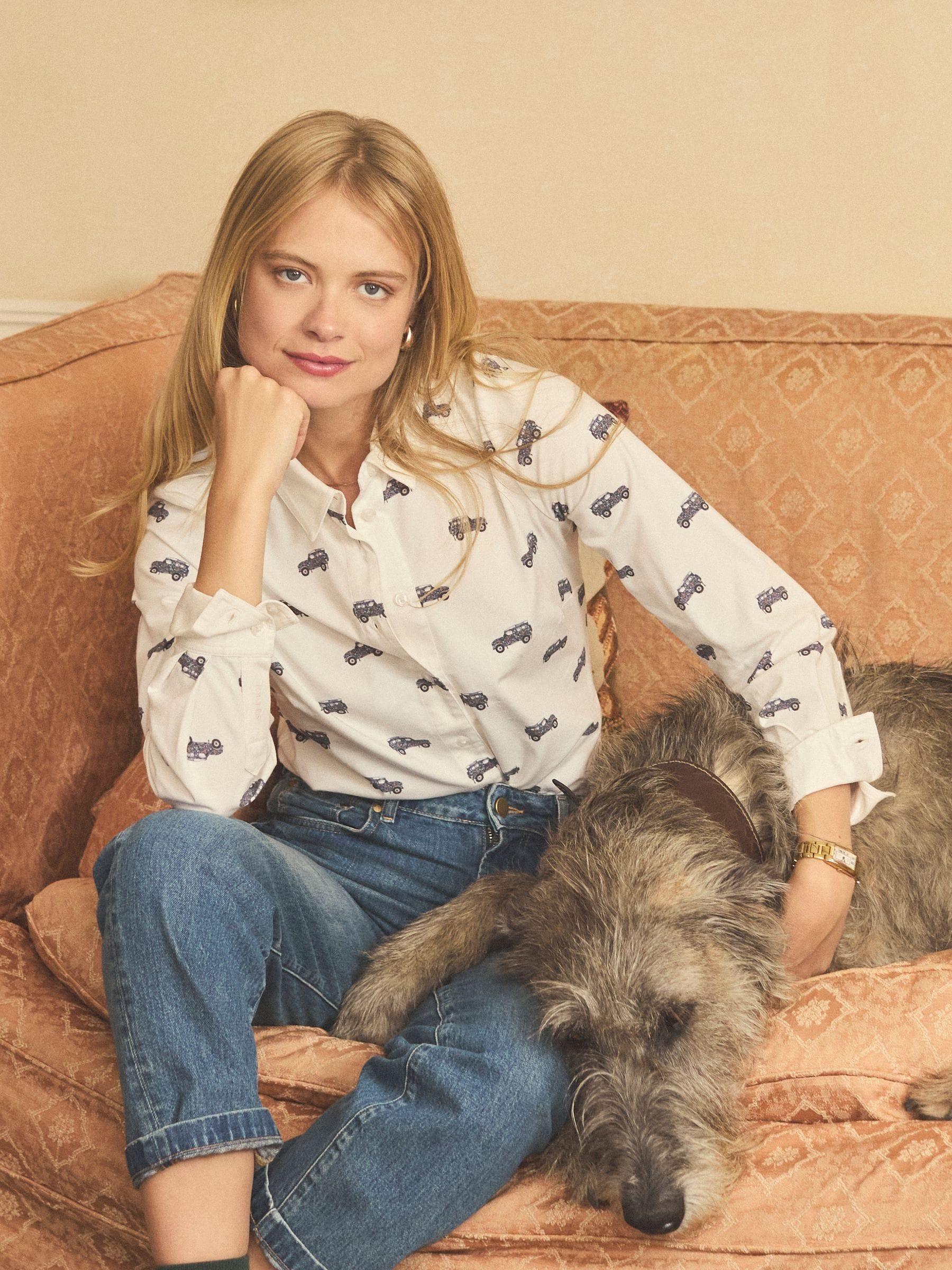 Wit 4x4 - Joules Eleanor Tomlinson katoenen jersey overhemd