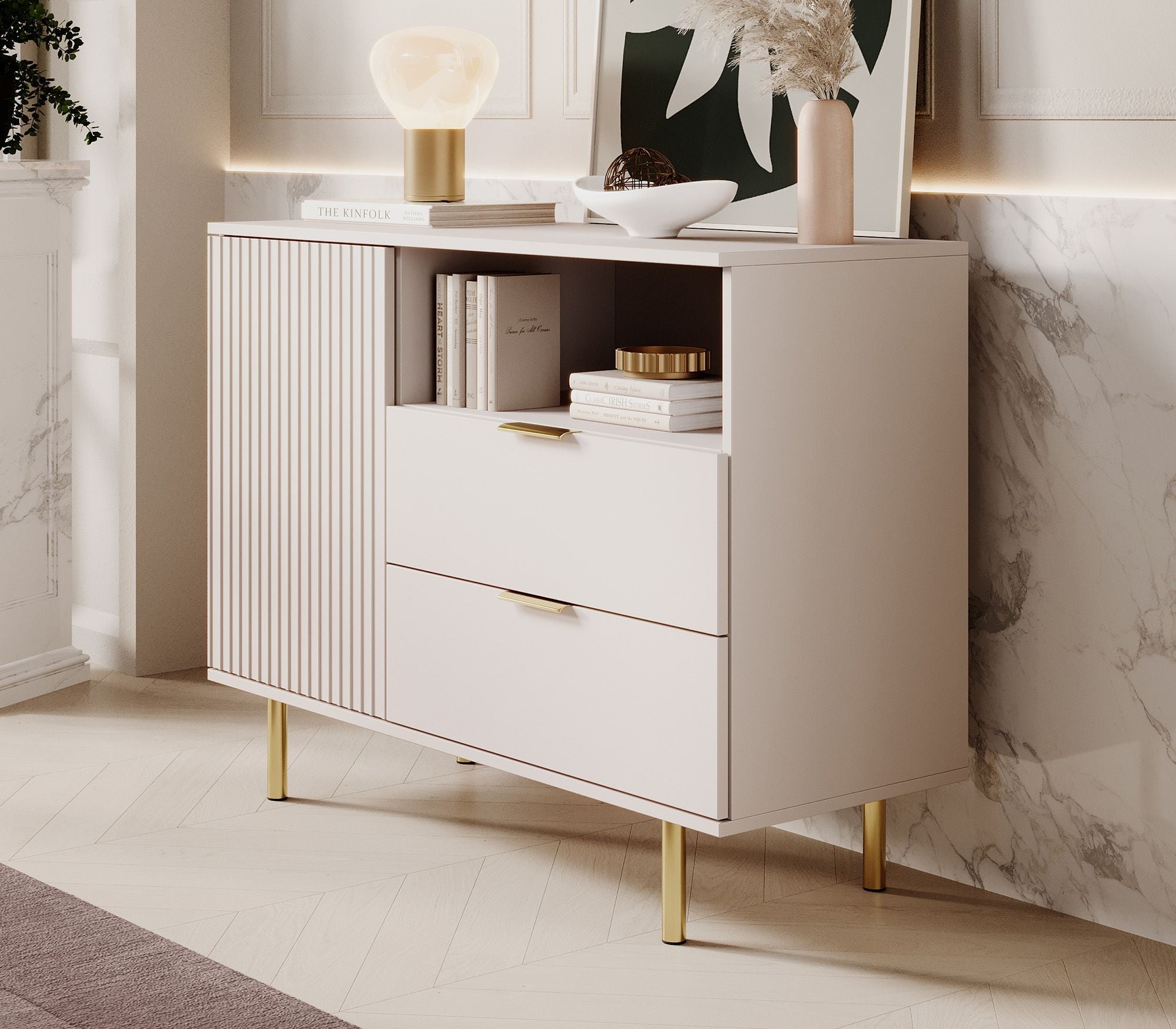 Meubella - Dressoir Nicola - Beige - 107 cm