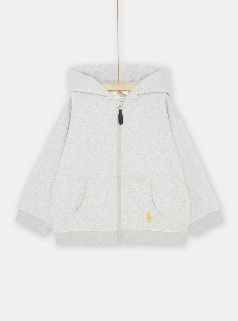 Haut de jogging gris chiné à capuche garçon
