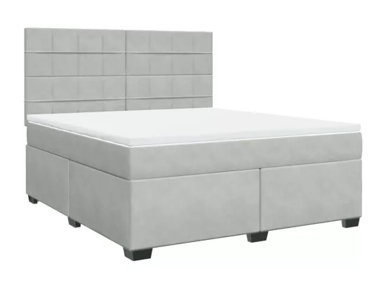 Sommier à lattes de lit et matelas Gris clair 180x200cm Velours