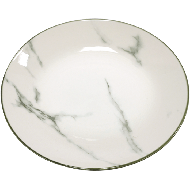 Oriental Ronde Bord Wit Grijs Marmer Streep Patroon Ø16.5cm