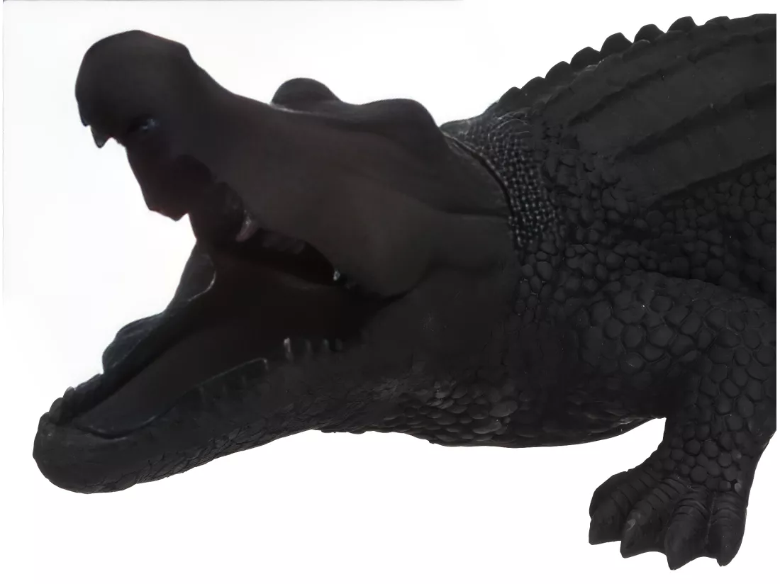 Crocodile résine 100 x 41 x 30 cm Noir - ATMOSPHERA