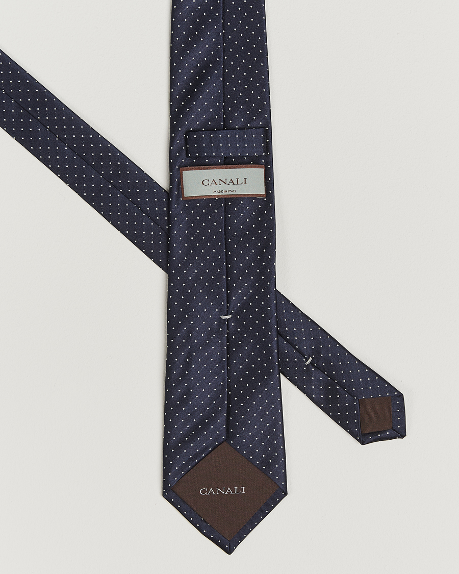 Canali Micro Dot Silk Tie Navy