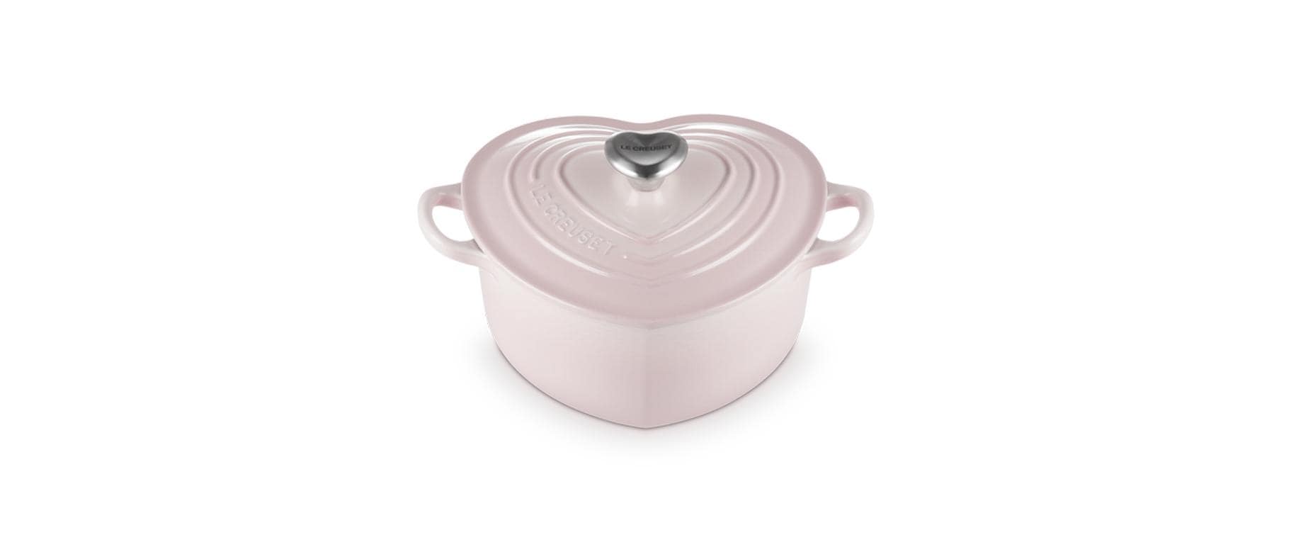 Herz-Bräter Ø 20 cm, Shell Pink<br>Bräter mit Herzknopf aus Gusseisen