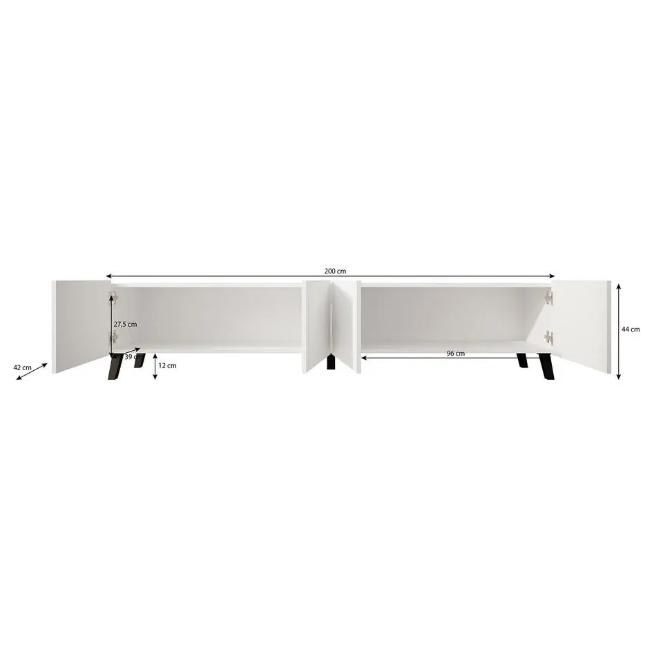Meubella - TV-Meubel Pepinos 2 - Wit - 200 cm