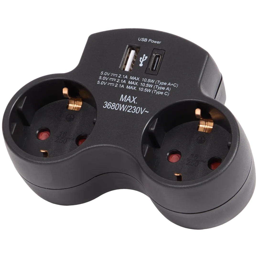 Pro-max dubbele wandstekker 4-voudig