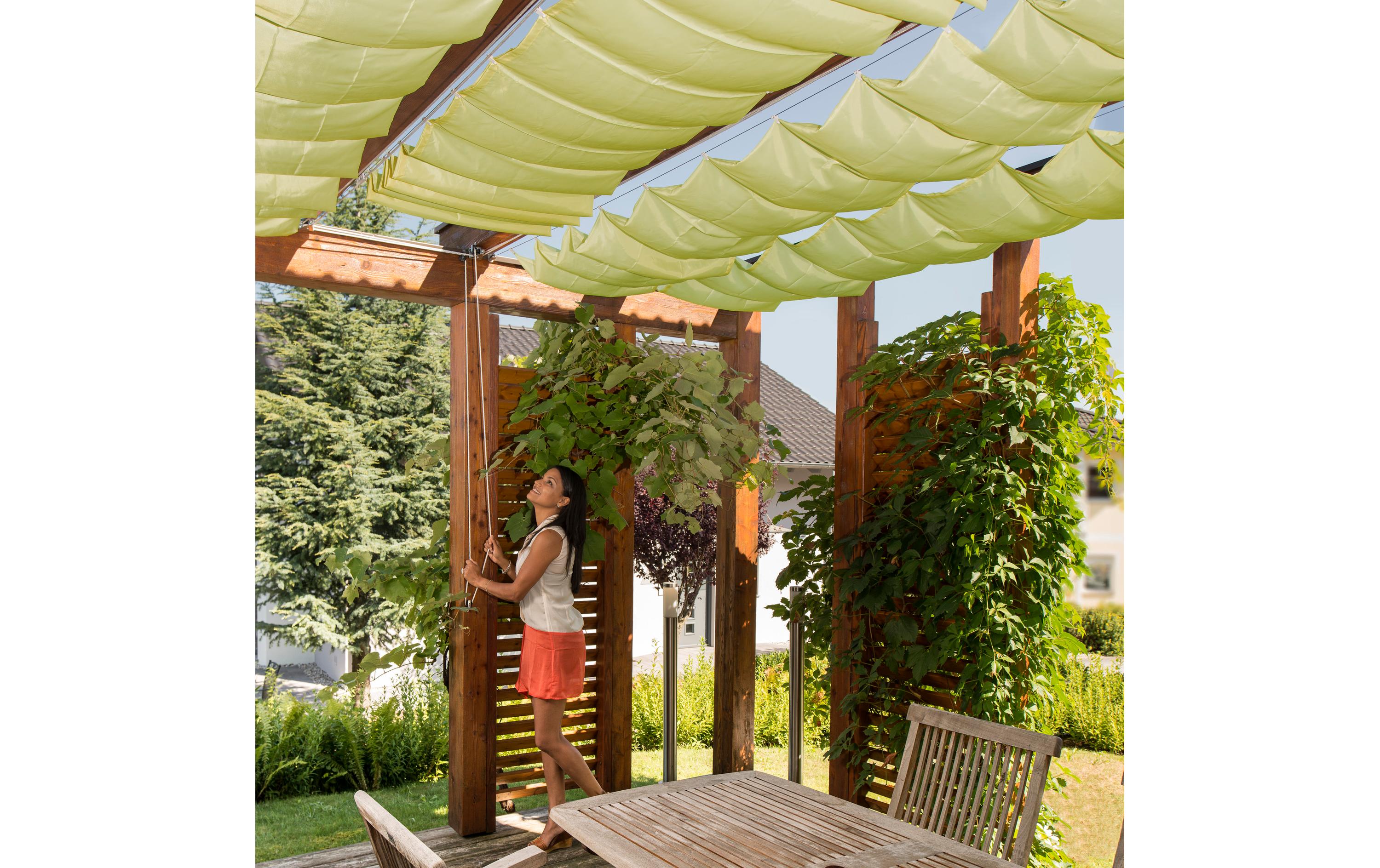 Sonnensegel-Pergola-Komplett-Set, 270 x 140 cm, GrünBeschattungsmeister für Indoor und Outdoor