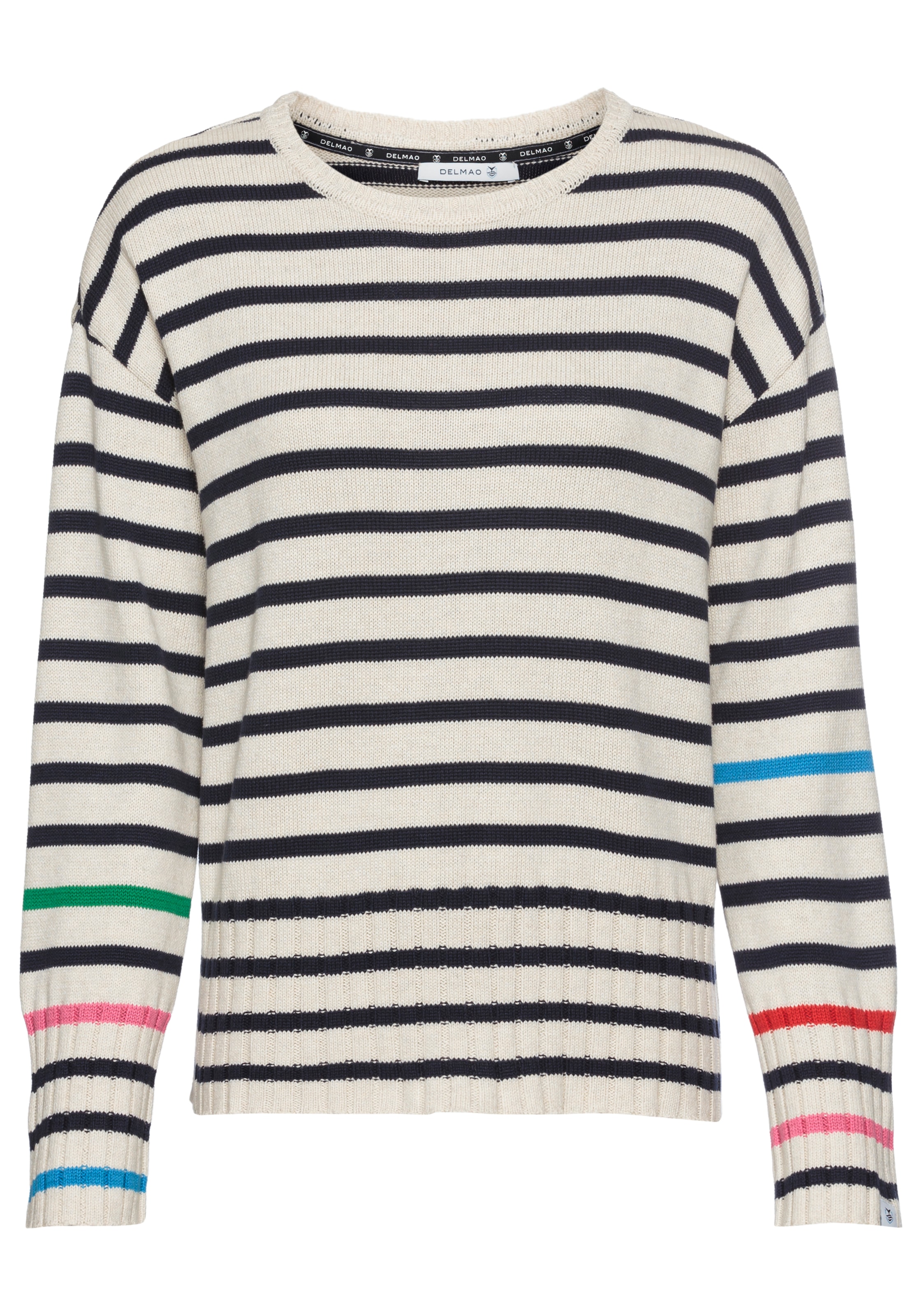 DELMAO Strickpullover , mit bunten Akzentstreifen