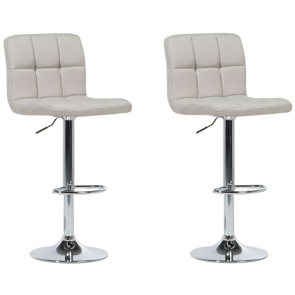 Beliani Conjunto de 2 Bancos de Bar de Cozinha Creme Giratório com Altura Ajustável 39x45x114 - 4260586351118